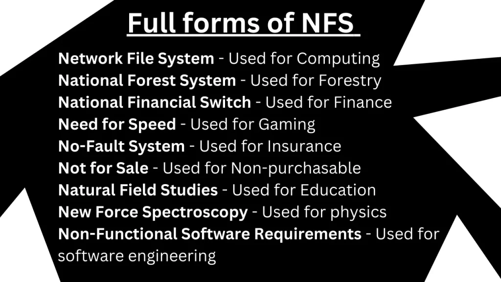 NFS Meaning And Full Form in Different Categories